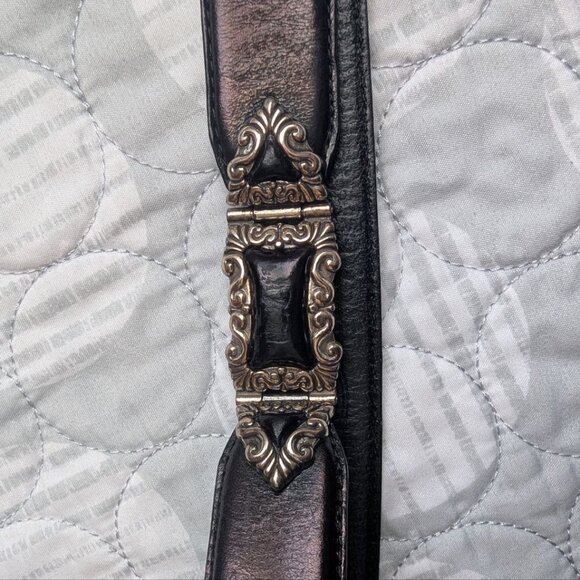 Fossil Black Leather Belt with Silver Metal Ornaments and Buckle Size L main image 10